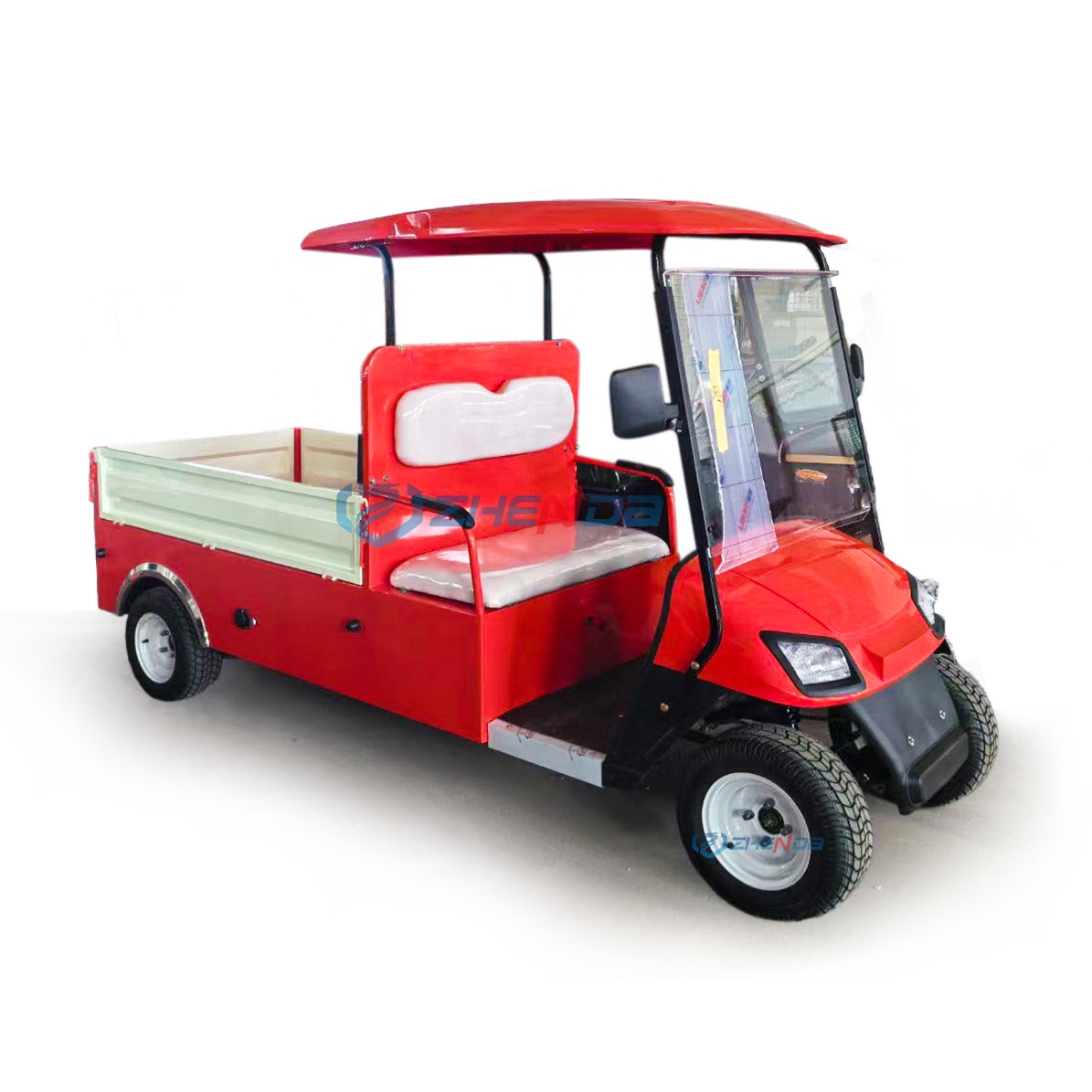 Electric Golf Cart Red and White Superior Quality Golf Carts Electric Four Wheel Windshield Tool Box Special Transportation