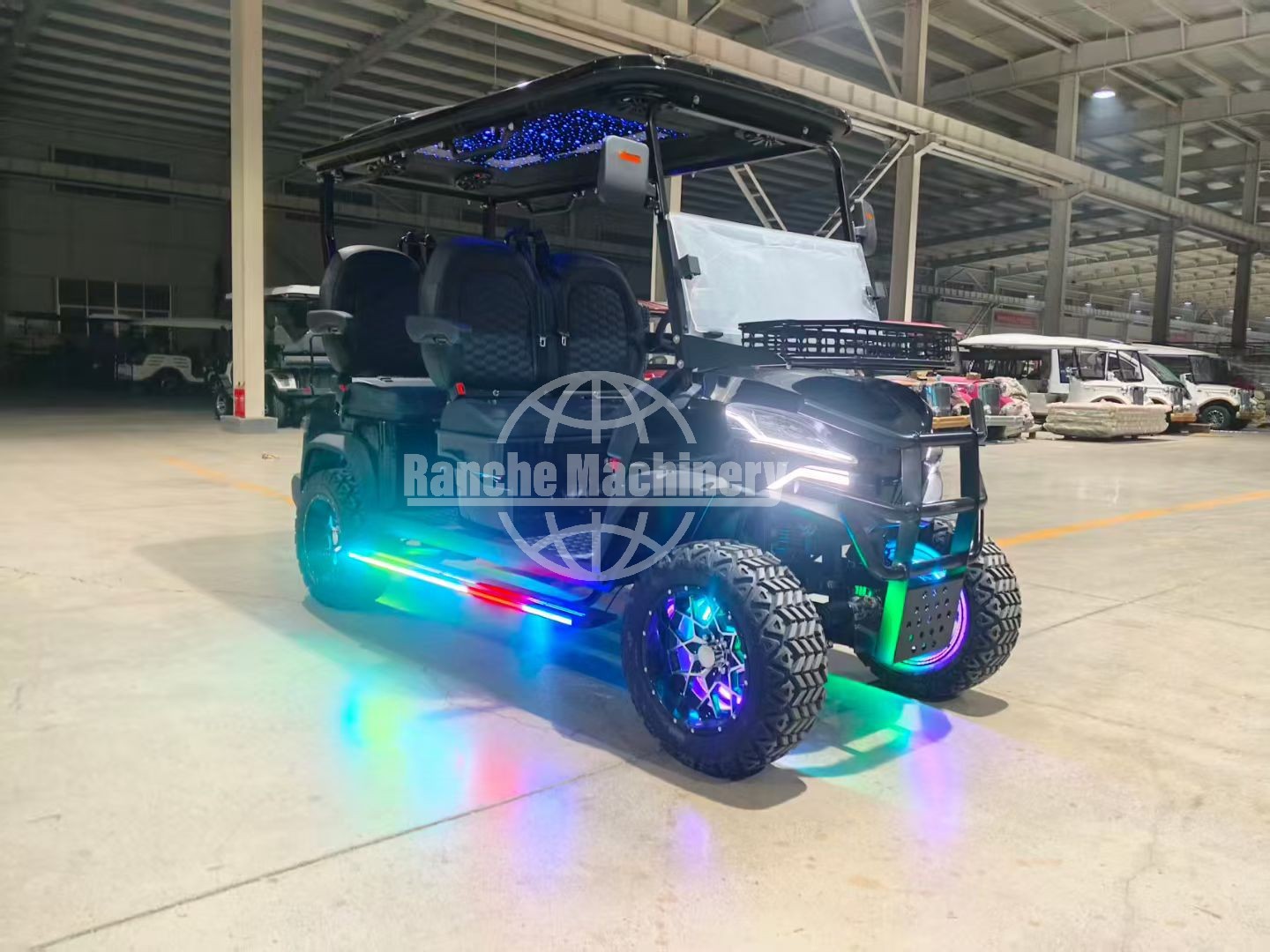 Purple 3-4 Seater Electric Off-Road Hunting Golf Cart with 4/5/7.5kW Power Supply and 70-90km Range