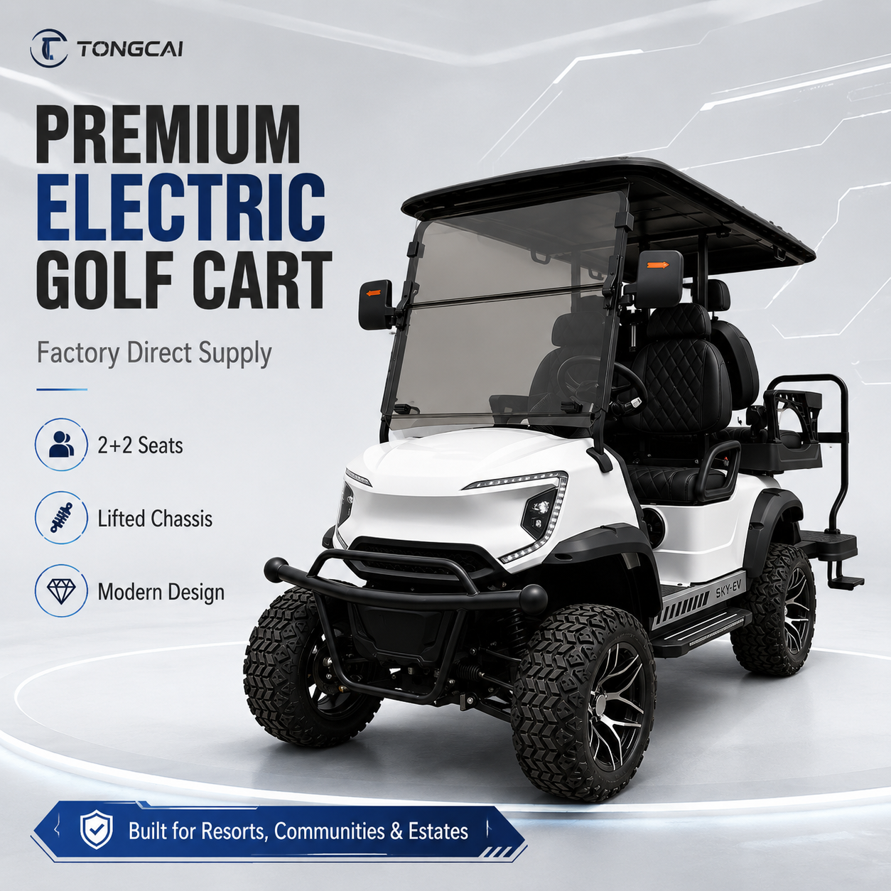 TongCai Powerful 72v Off-road Lifted 4 Seater Lithium Battery Hunting Golf Cart Buggy for Outdoor Farming and Forest