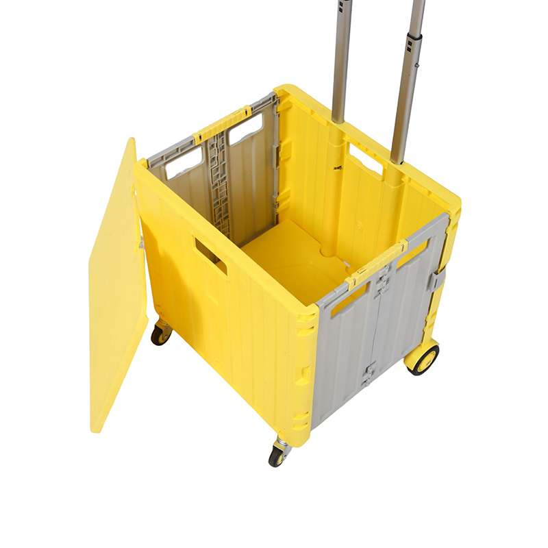Lightweight Folding Trolley with Adjustable Handle Height Non-Slip Grip Perfect for Airport Hotel Bell Services Folding Luggage Cart