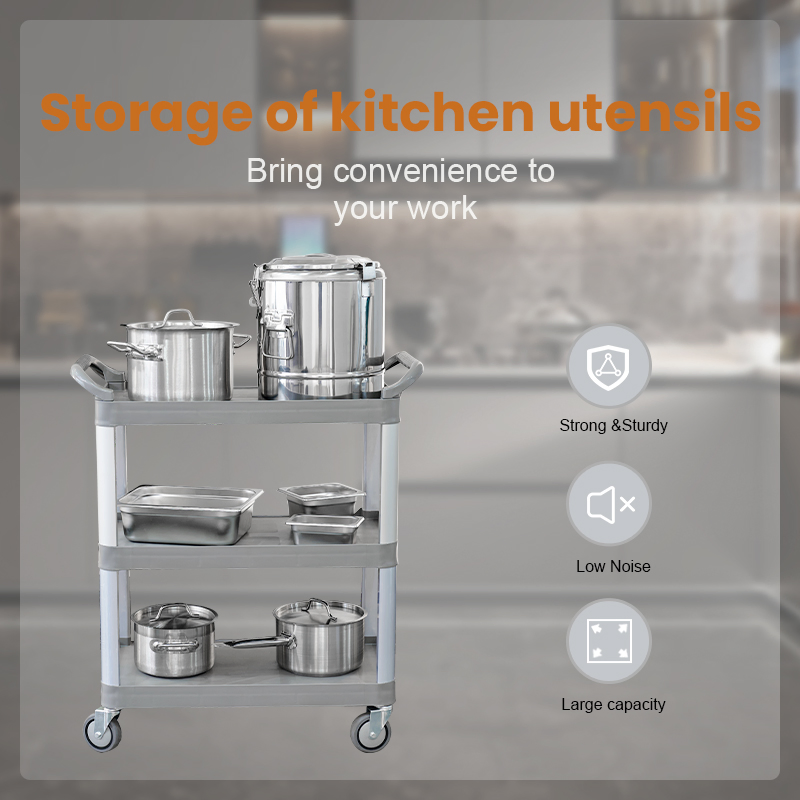 Daosheng 3-Shelf Hotel Catering Restaurant Food Service Trolley Kitchen Moveable Trolley Cleaning Collection Cart Storage Cart