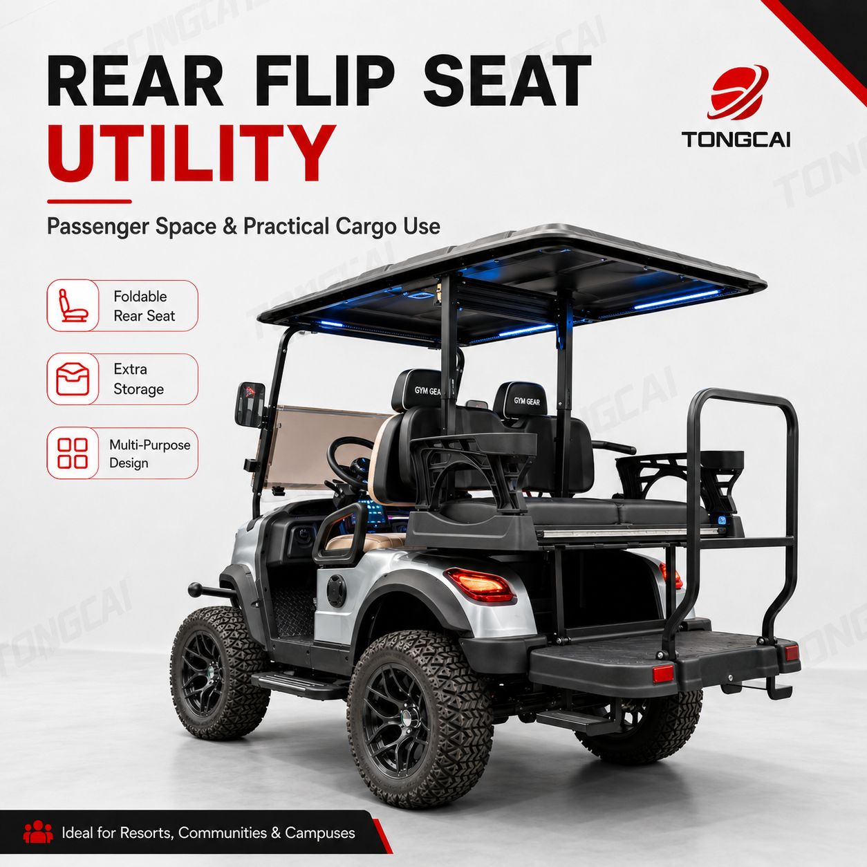 TongCai Powerful 72v Off-road Lifted 4 Seater Lithium Battery Hunting Golf Cart Buggy for Outdoor Farming and Forest