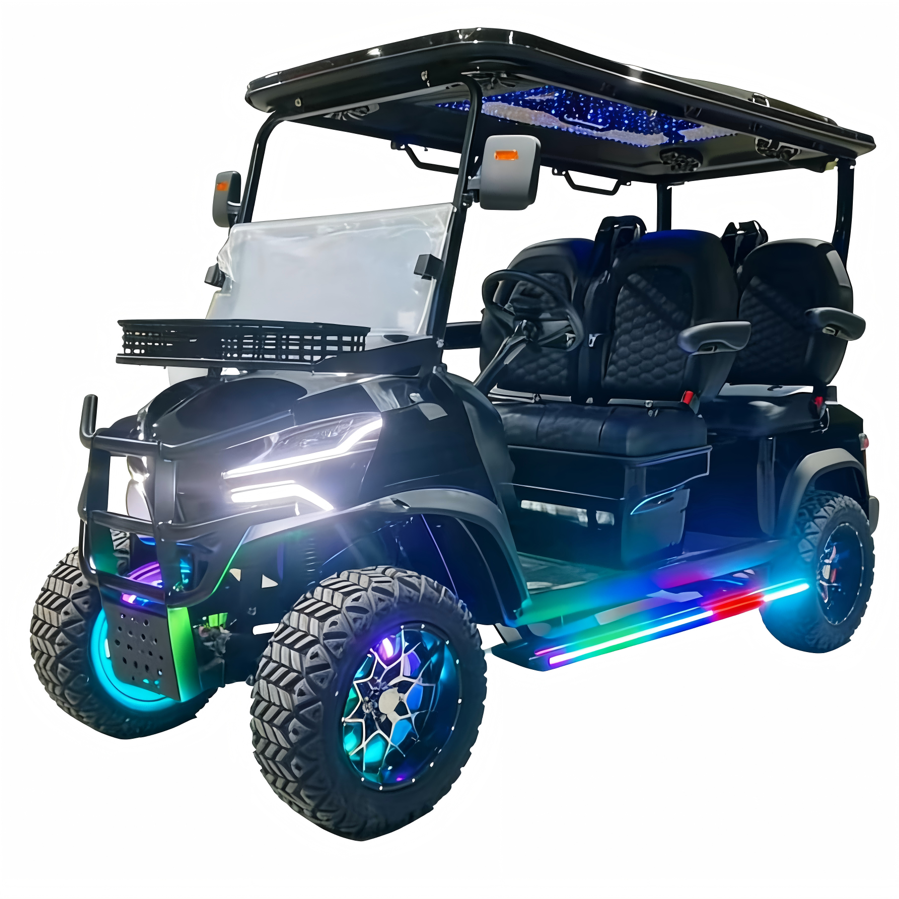 Purple 3-4 Seater Electric Off-Road Hunting Golf Cart with 4/5/7.5kW Power Supply and 70-90km Range