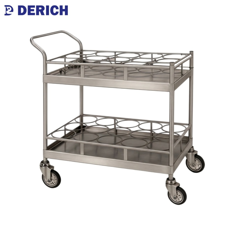 Derich Hot Sale Stainless-Steel Serving-Trolley Room-Service Cart for Hotel Restaurant