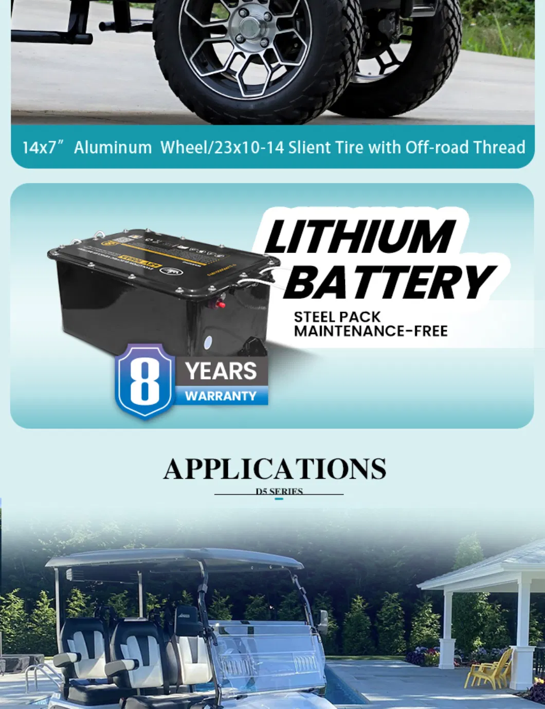 Factory New Hdk Evolution Electric Lithium Battery D5 4 Seater Golf Cart