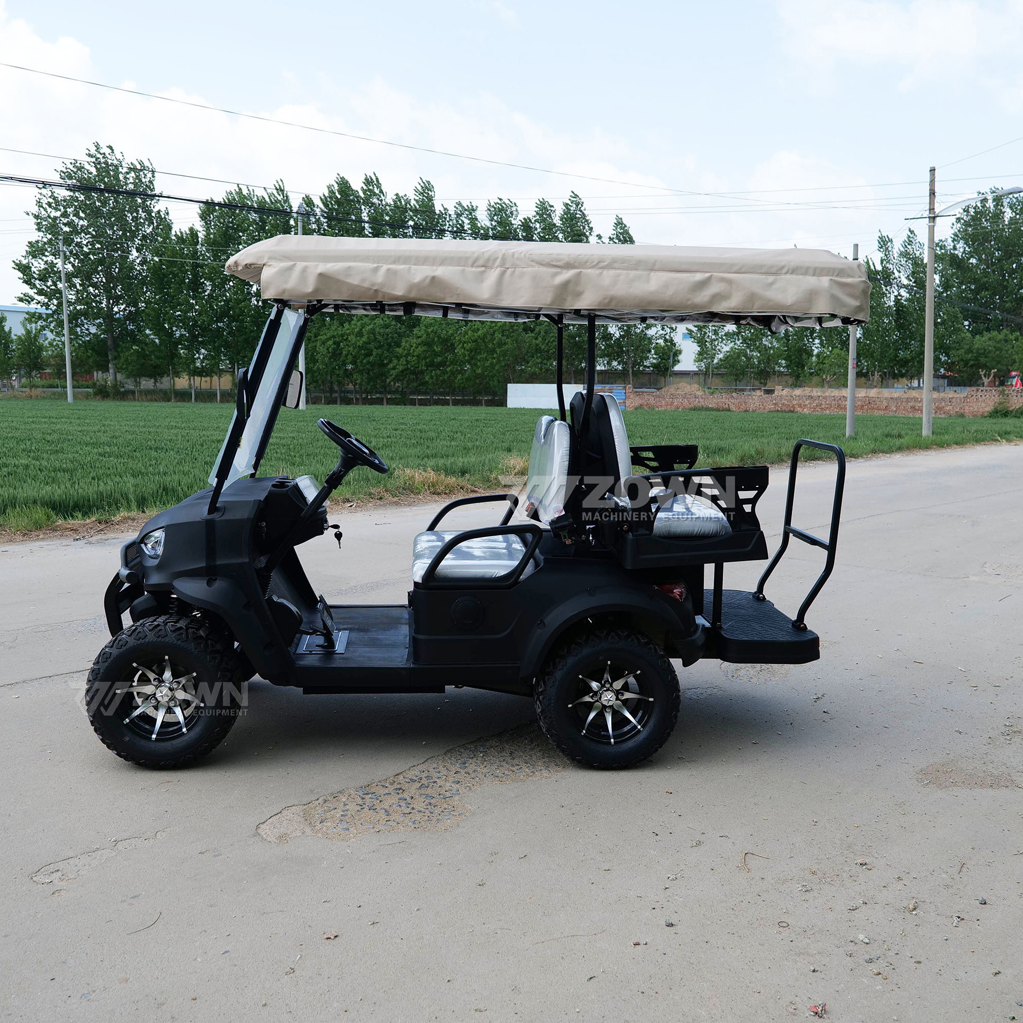 New Design 48V &amp; 72V Lithium Battery 4 Seater Hunting Golf Cart Utility Vehicle 4 Wheel Electric Golf Cart Club Car