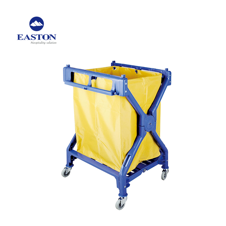 Hot Sale 36L Yellow Plastic Service Trolley Hotel Cleaning Cart