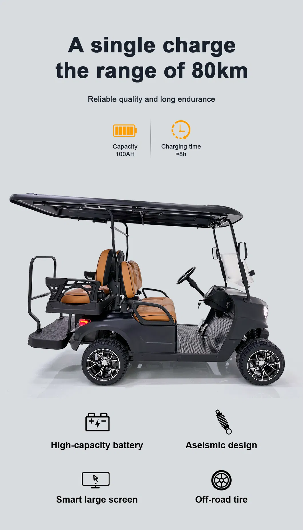 Stylish Look Anti - Roll Bars Electric Golf Cart for Camping Access