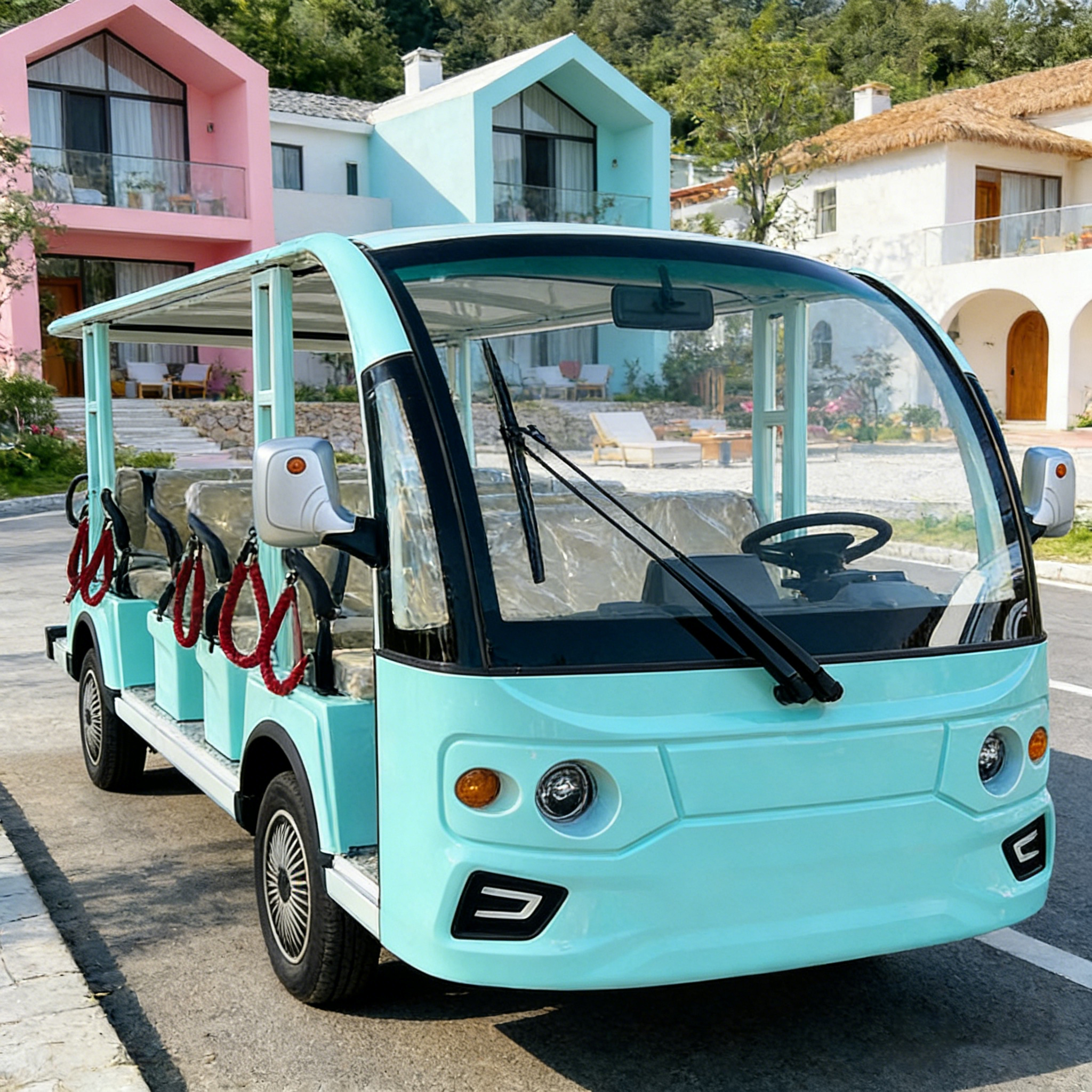 WOLAN Manufacturer 14 Seater Modern Sightseeing Electric Golf Cart with LED Strip for Night City View