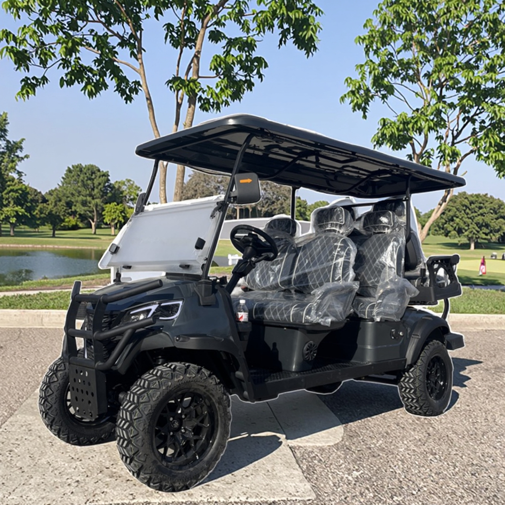 WELIFTRICH Electric 6 Seater Lifted 14 Inches off Road Wheels Solar Panel Golf Cart 72V 30mph 100KM Range