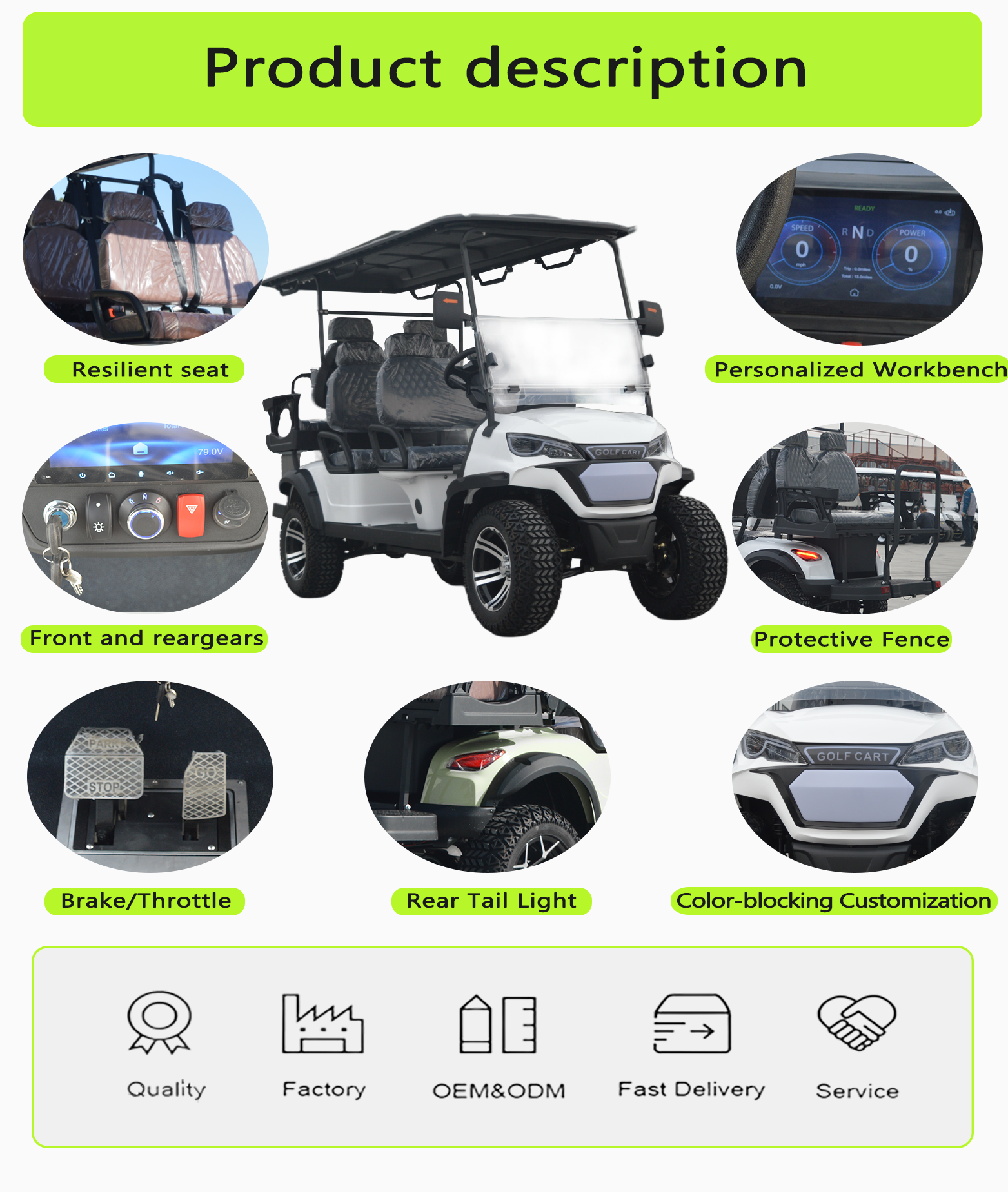 Electric Golf Cart Front View