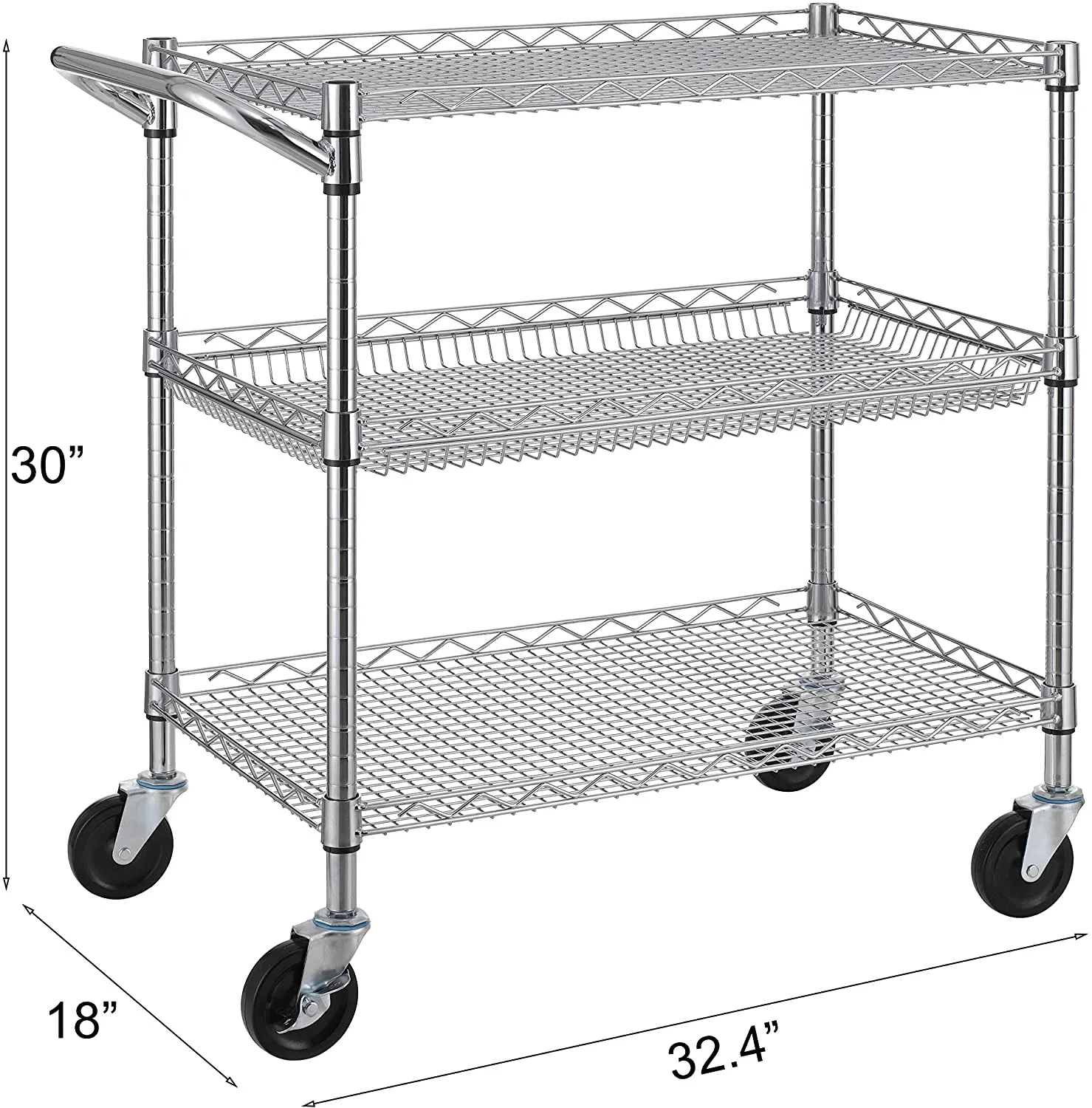 Classics Commercial-Grade Hotel Food Service Wire Mesh Utility Cart