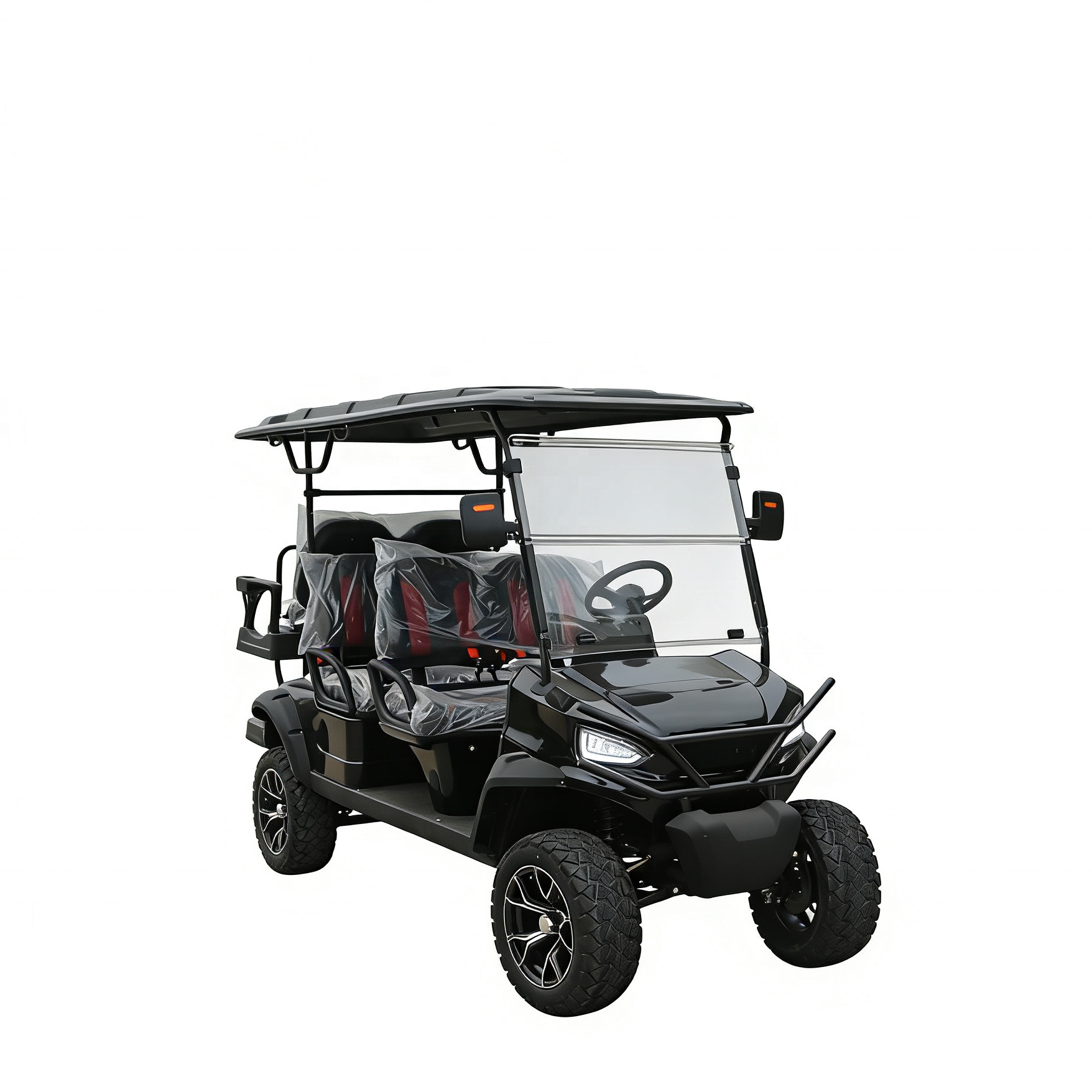 Fashionable Utility 6 Seater Black Golf Buggy Electric 5KW Lithium Battery Supporting OEM