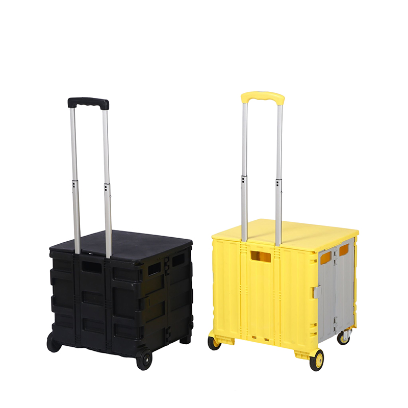 Lightweight Folding Trolley with Adjustable Handle Height Non-Slip Grip Perfect for Airport Hotel Bell Services Folding Luggage Cart