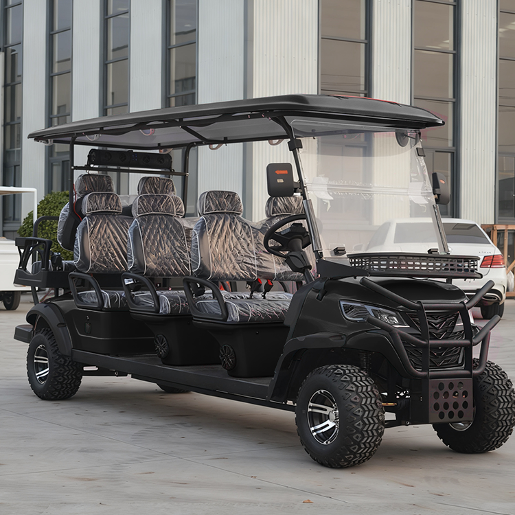 Customizable Quiet Operation Black Electric Golf Cart 8-Seater Off-Road Sightseeing Vehicle for Hotel Resort Campus