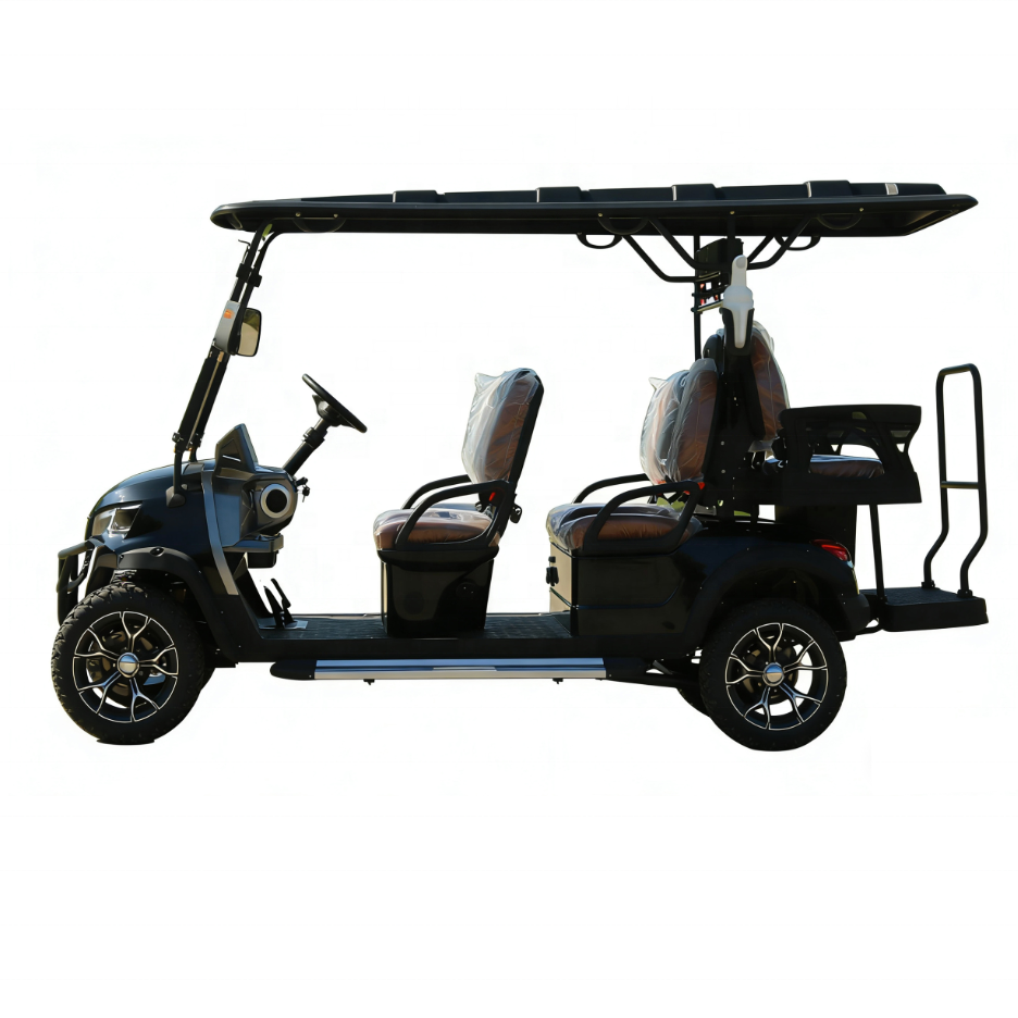 Factory Direct 6 Seater Black Golf Cart Heavy-Duty Build Long Lasting Battery CE Approved Golf Cart