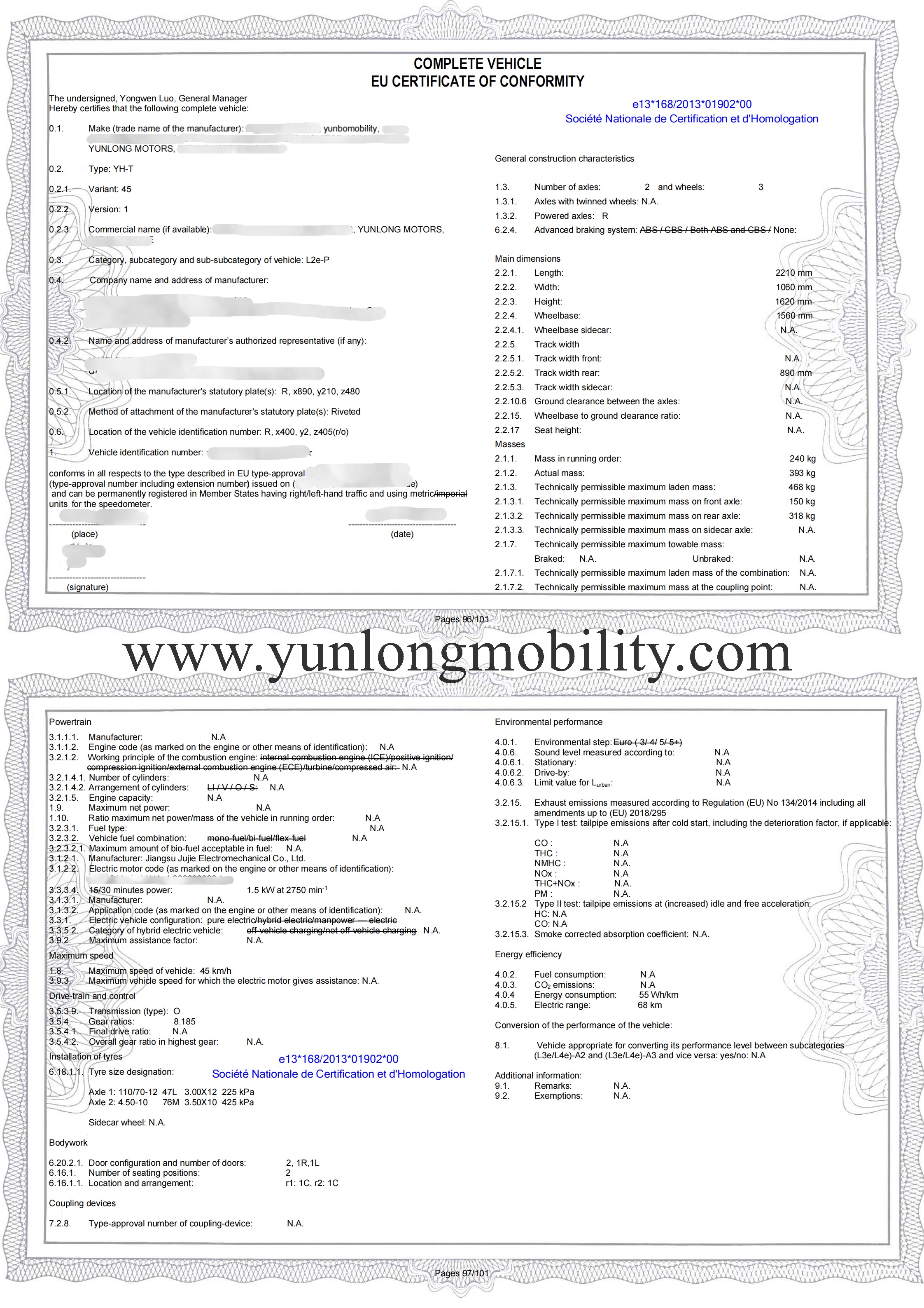 EEC Certificate