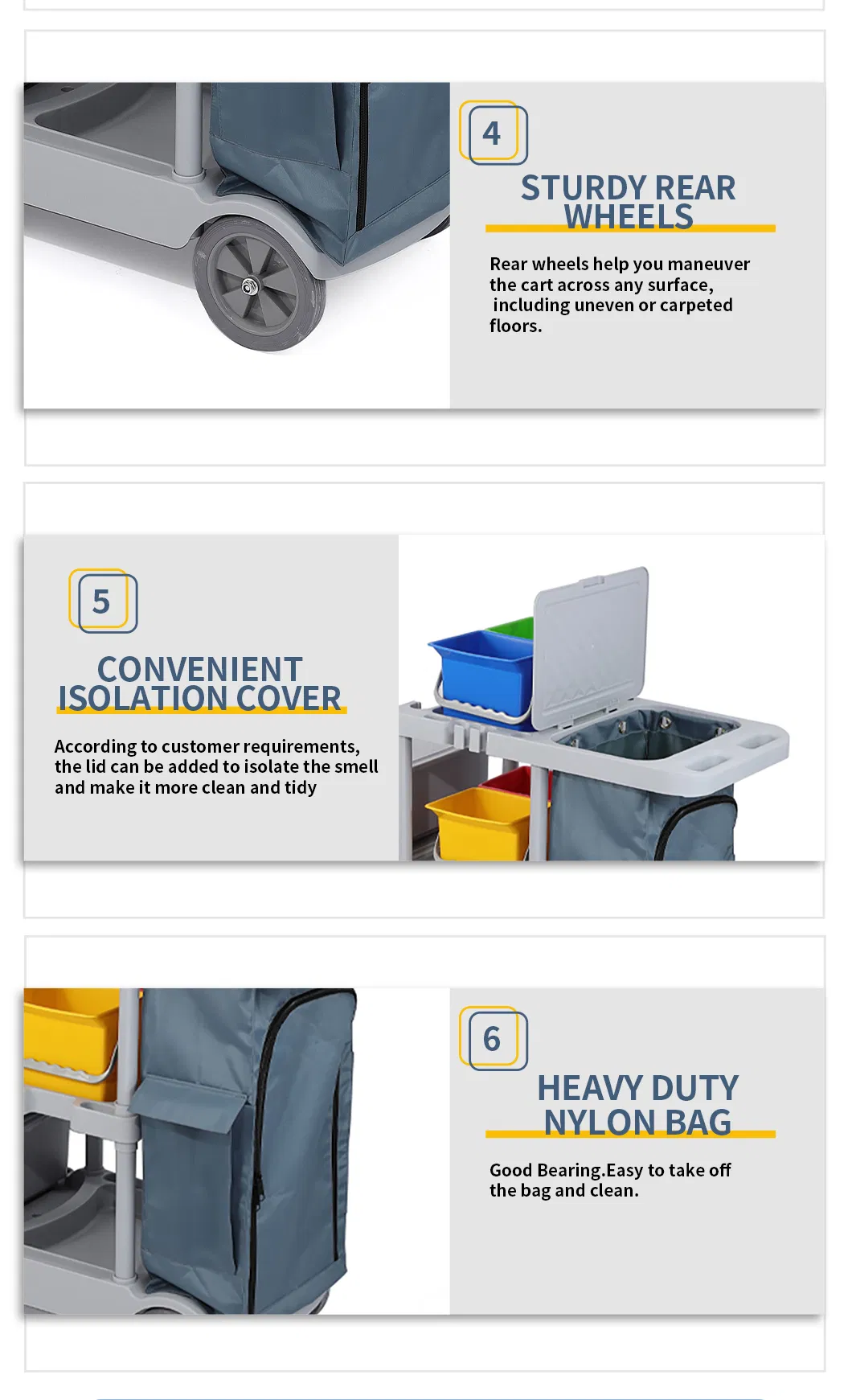 Large Tier Hotel Catering Heavy Duty Kitchen Serving Food Cleaning Service Housekeeping Cleaning Cart Trolly