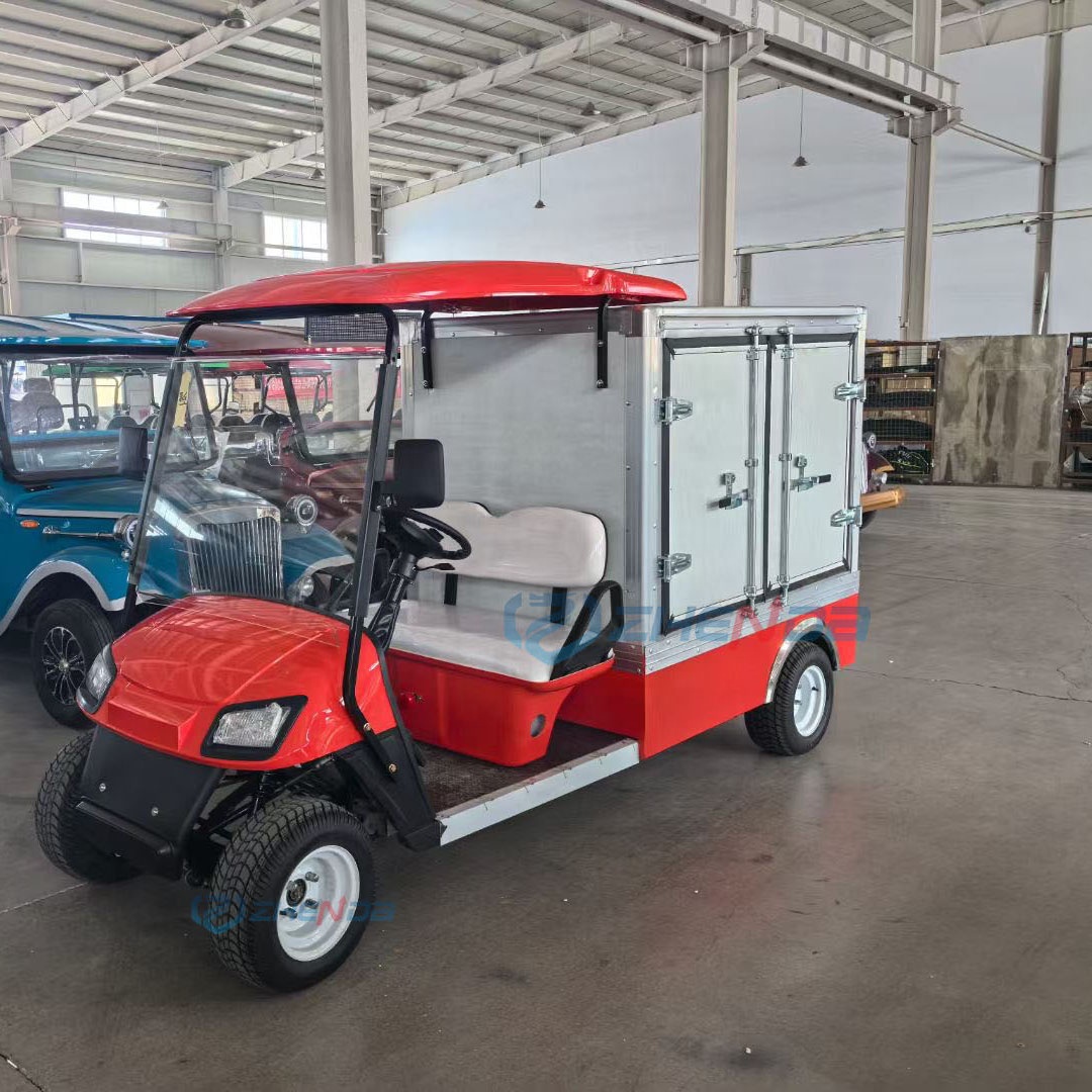 Electric Golf Cart Red and White Superior Quality Golf Carts Electric Four Wheel Windshield Tool Box Special Transportation