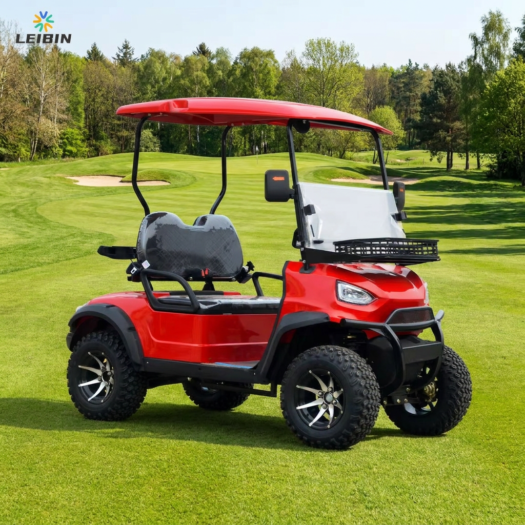 High Quality Smart Fast Charging Red 2-Seat Electric Golf Cart with Smart Controller for Hotel Reception Golf Club