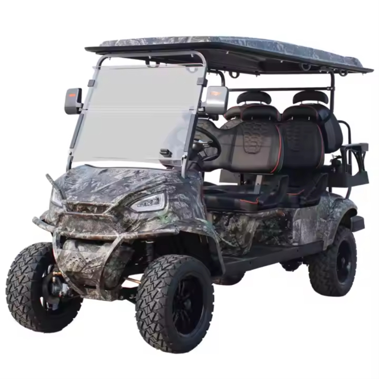 Durable Street Legal Sightseeing Car Vehicle Lithium Battery Camouflage 6 Seaters Lifted Electric Golf Carts
