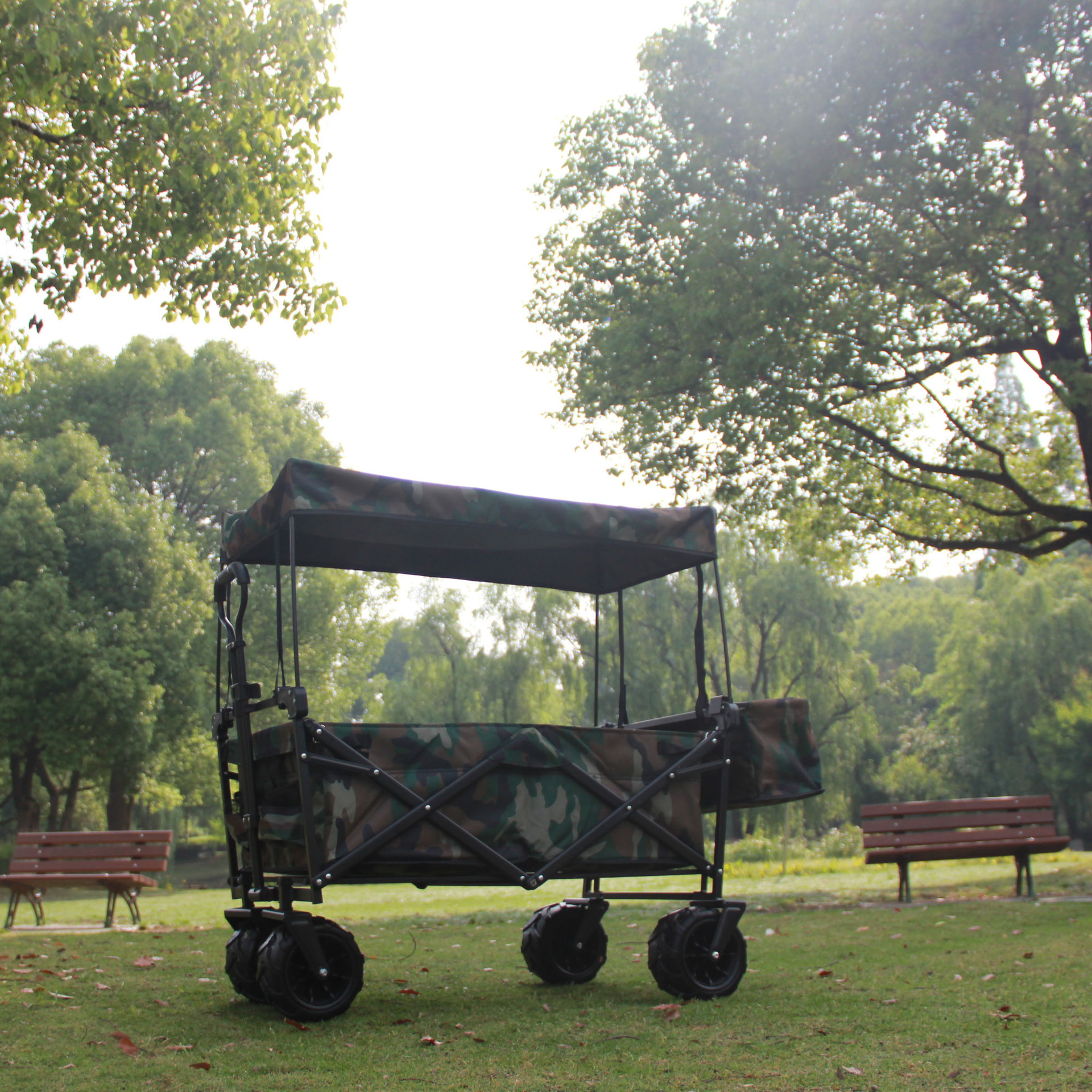 Camping Car Outdoor Portable Multifunctional Aluminum Alloy Camping Cart 8-inch Wide-Wheel Brake Pink/Black/Orange Cart