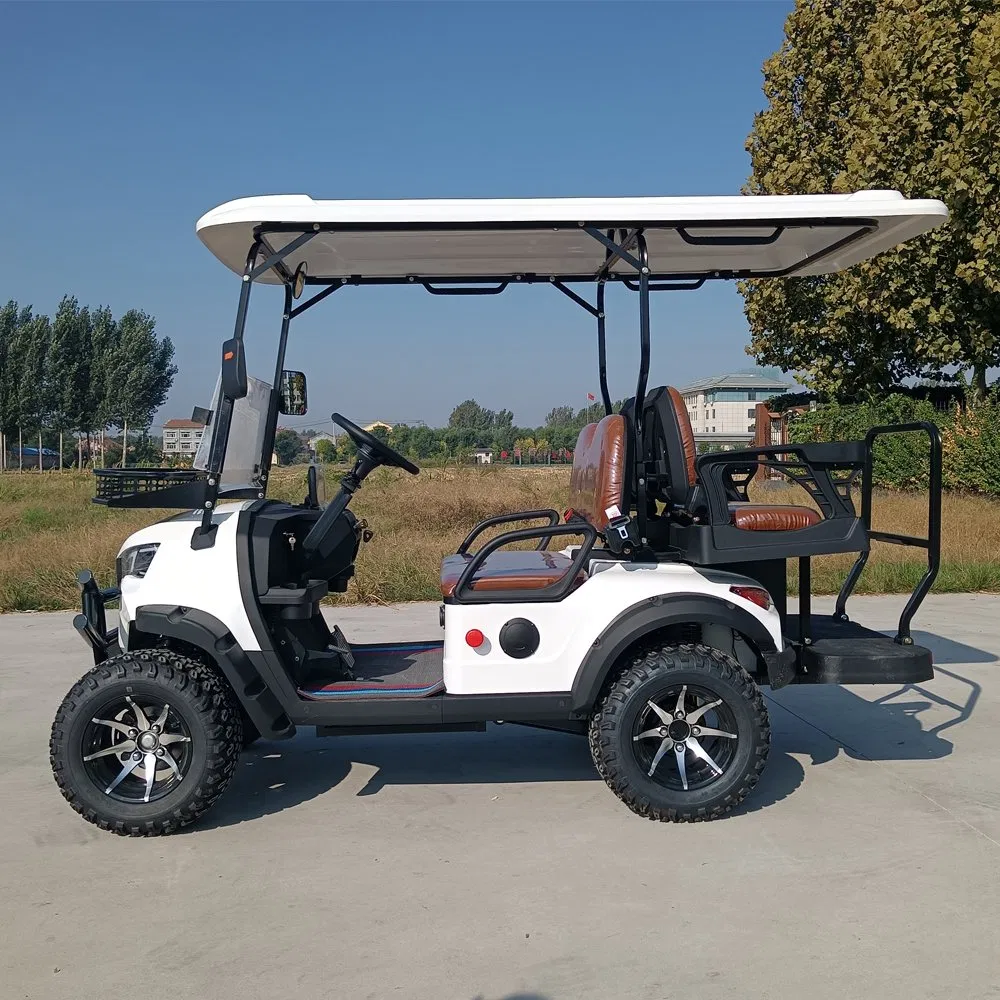 Hot Sale 48/72V Lithium Battery Solar Panels Powered 4 Seater Golf Trolley off Road Beach Buggy White Electric Golf Cart