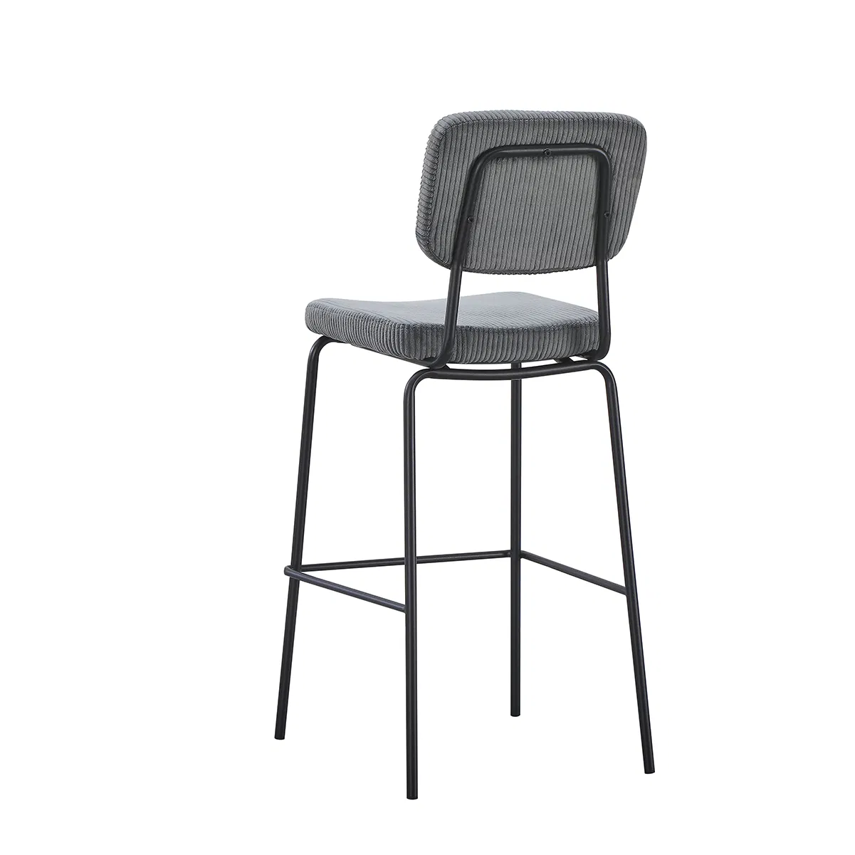 Cadeiras de Jantar Estofadas Empilháveis Modernas Altas Cinzas Elegantes com Pernas de Metal