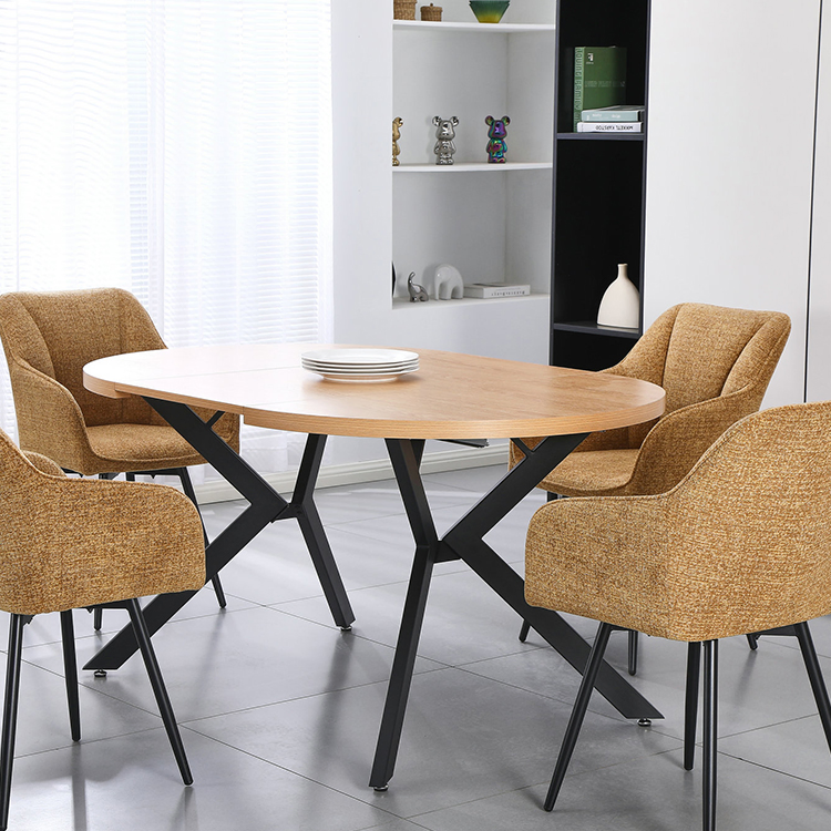 Mesa de Jantar Extensível com Base de Metal Elegante para Recepções
