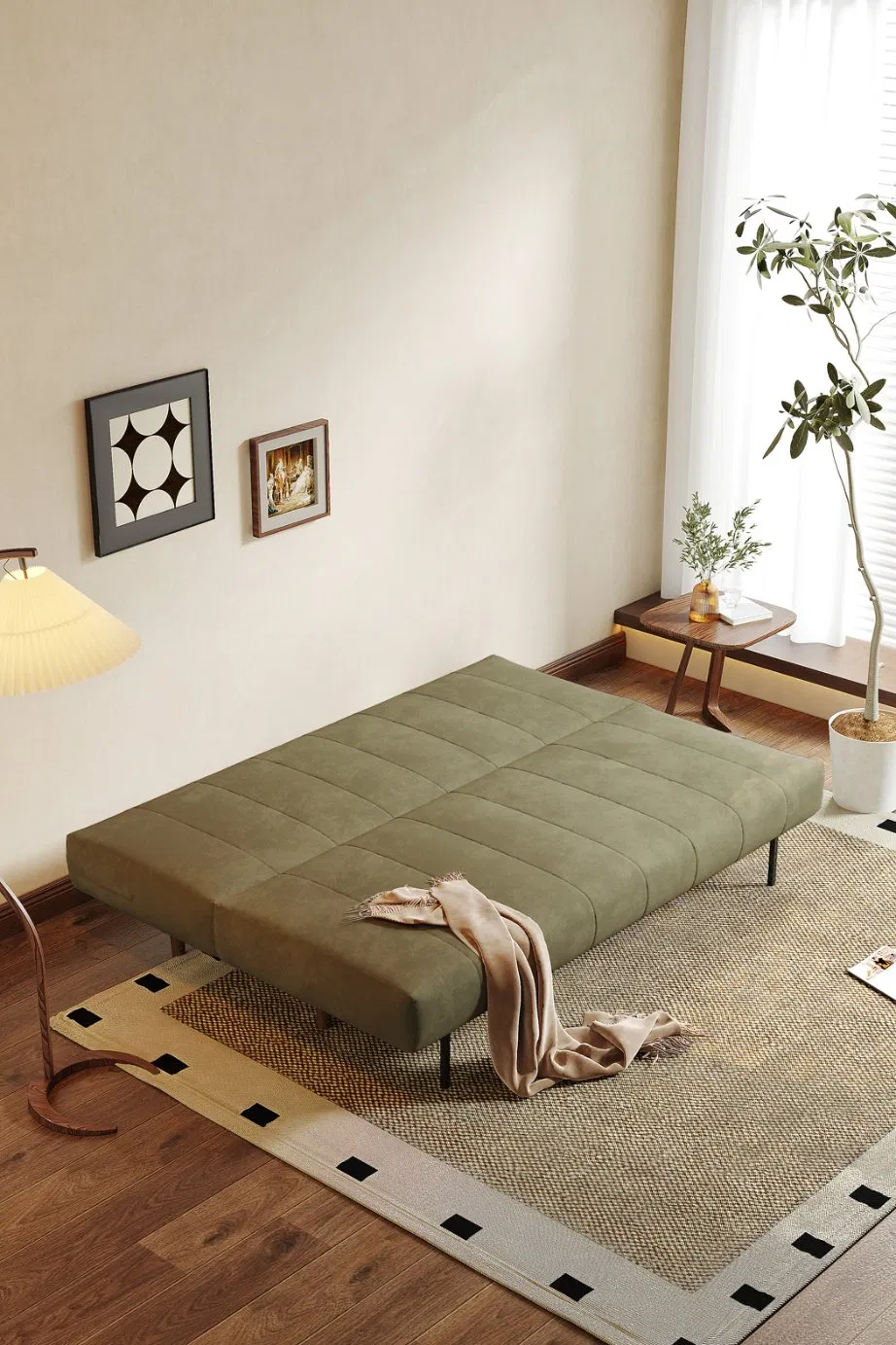 Sofá-cama de canto empilhável em tecido telescópico para conforto e economia de espaço Dubai