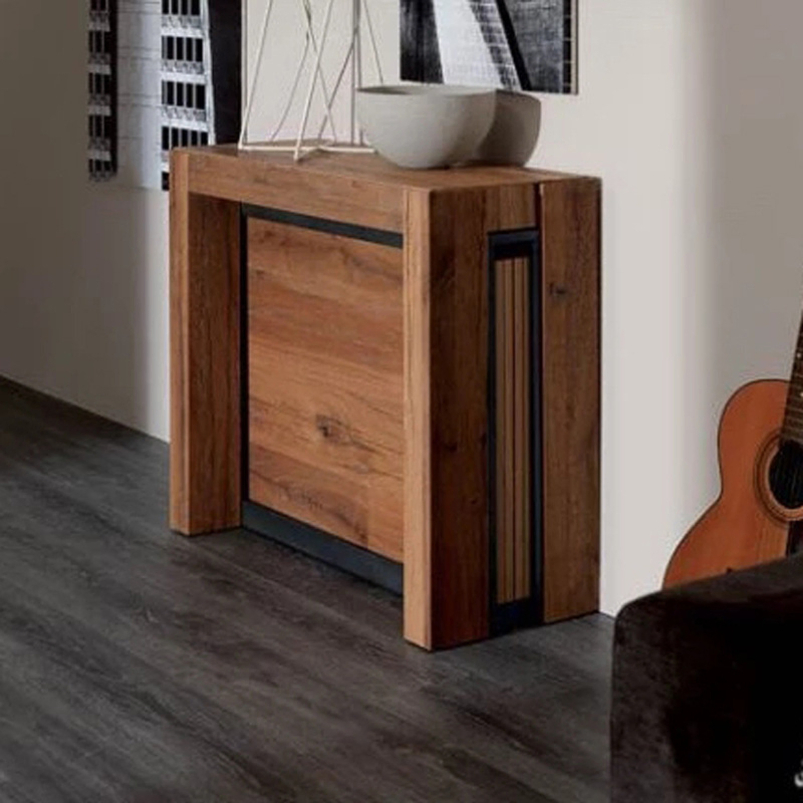 Conjunto de Mesa de Jantar de Madeira Contemporânea Extensível Dobrável Design que Economiza Espaço Mesas de Jantar