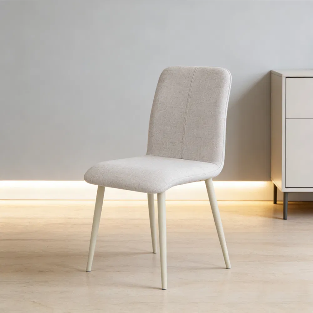 Casa Sem Braço Cadeira de Jantar Cinza Moderna Estofada Minimalista com Pernas de Metal Sem Braço Quente