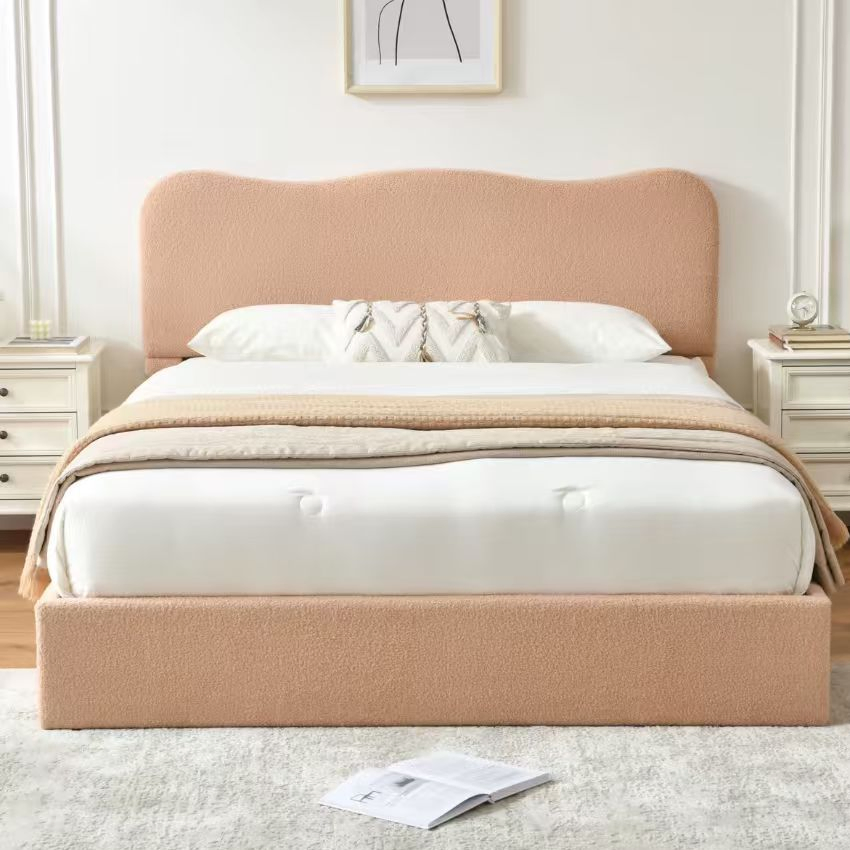 Multi Space Hydraulic Storage King Bed Frame Tufted Upholstered Headboard Wooden Bed