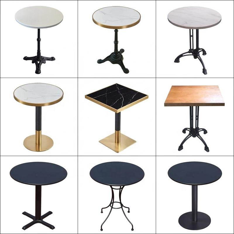 Mesa de Café e Jantar de Mármore Redonda Quadrada Personalizada por Atacado com Base Dourada para Restaurante
