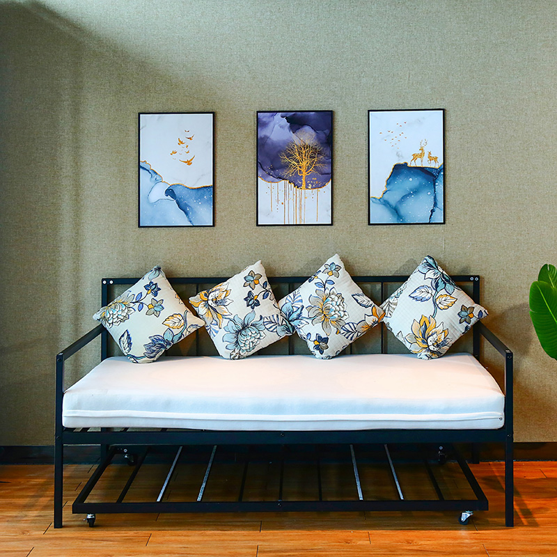 Cama dia com cama auxiliar Móveis de quarto Cama plataforma Cama de metal ferro