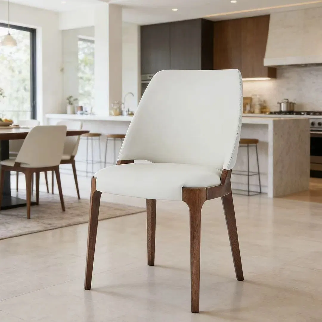 Cadeiras de Jantar Estofadas de Alta Qualidade com Pernas de Madeira Sólida e Design Ergonômico com Curva de Acento