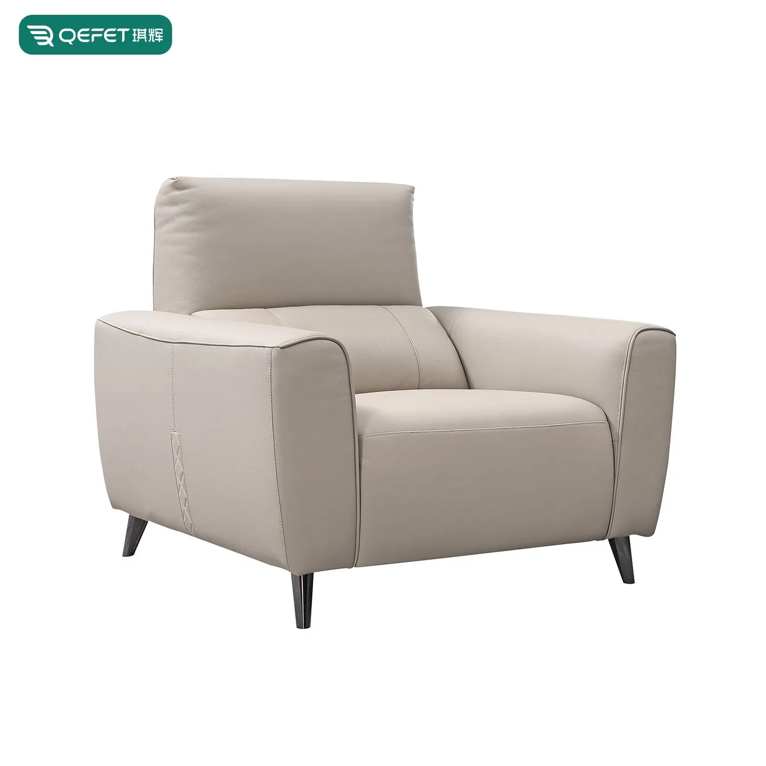Poltrona Reclinável Elegante em Couro Creme