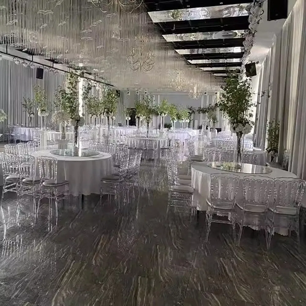 Cadeira Chiavari de Acrílico Transparente, Cadeira de Plástico Clara, Sem Braços, para Jantar em Eventos e Festas