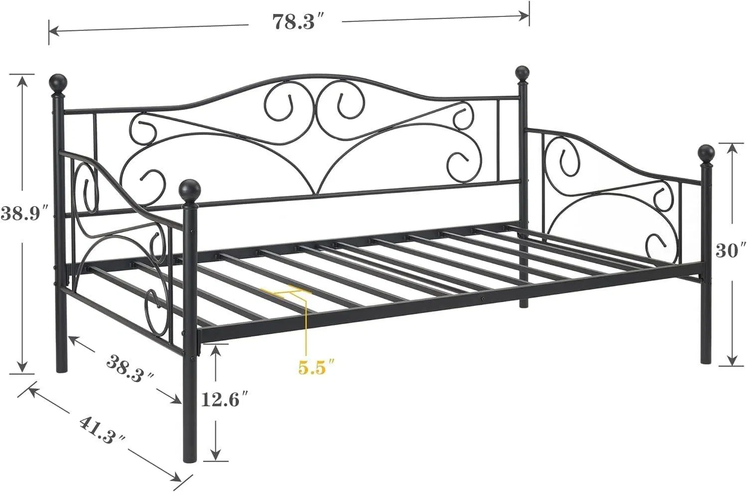 Cama de Casal de Metal Plataforma Sofá com Cabeceira Sem Ruído e Fácil de Montar