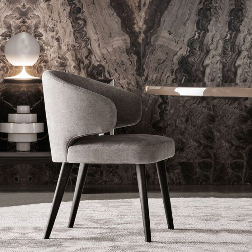 Móveis de Jantar para Villa Personalizada, Cadeiras de Jantar Estofadas em Couro Moderno com Pernas de Metal Luxuosas