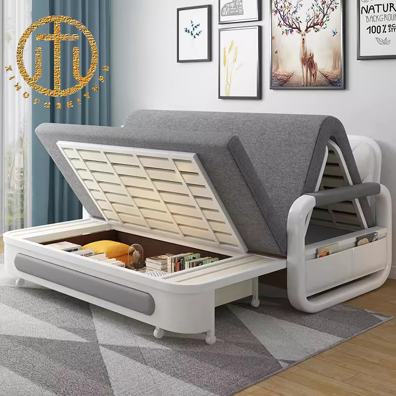 Sofá-cama de tecido dobrável multifuncional para sala de estar de apartamento pequeno