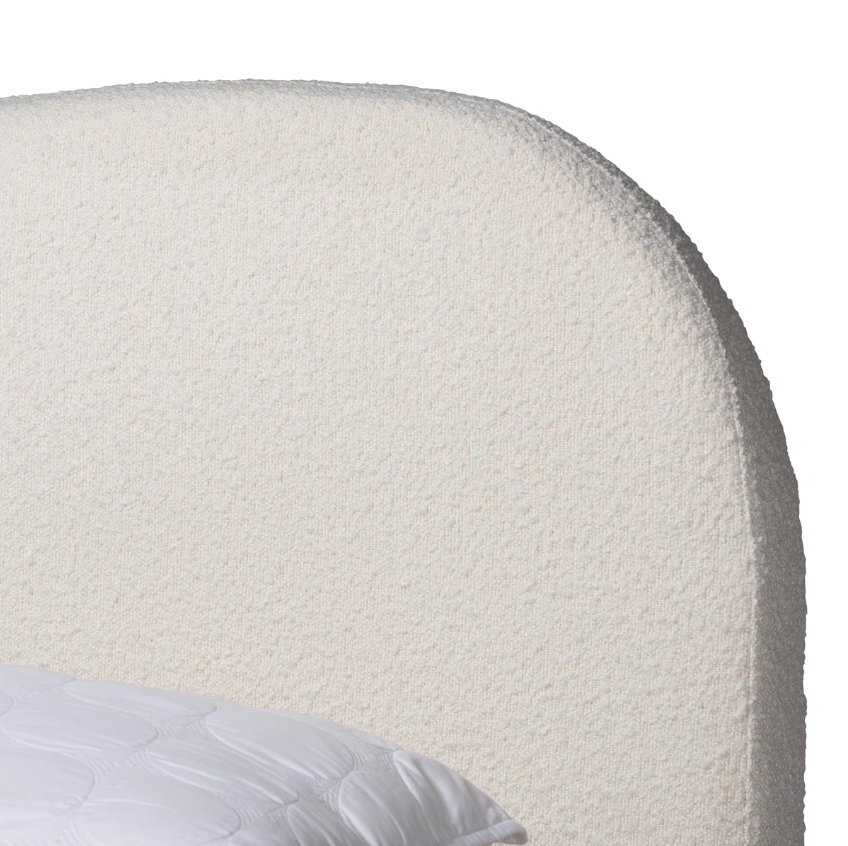 Cama Plataforma Estofada Boucle Aconchegante com Cabeceira