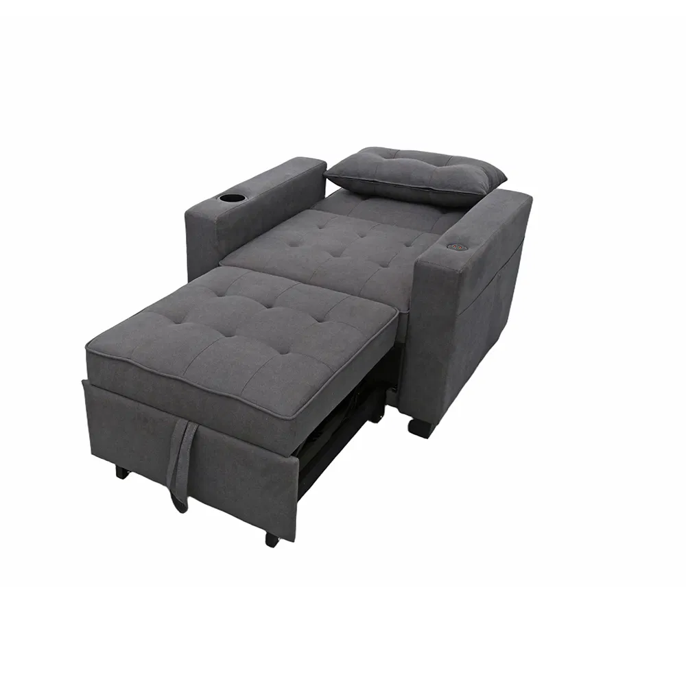 Cadeira Individual Cama Retrátil Conversível Poltrona Sofá para Sala de Estar com Porta-Copos