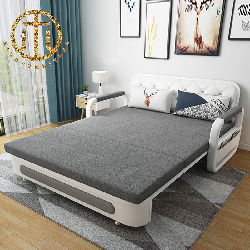 Sofá-cama de tecido dobrável multifuncional para sala de estar de apartamento pequeno