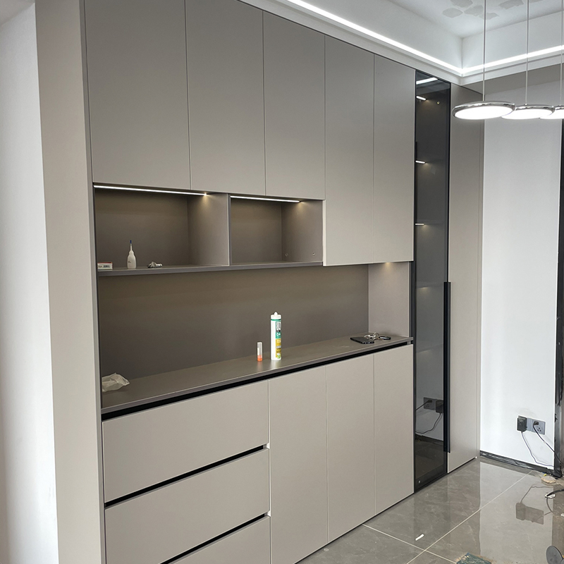 Móveis de Sala de Jantar em Estilo Francês, Carcaça de Madeira de Carvalho, Topo de Mármore, Buffet Modular Vintage com Unidade de Fogo