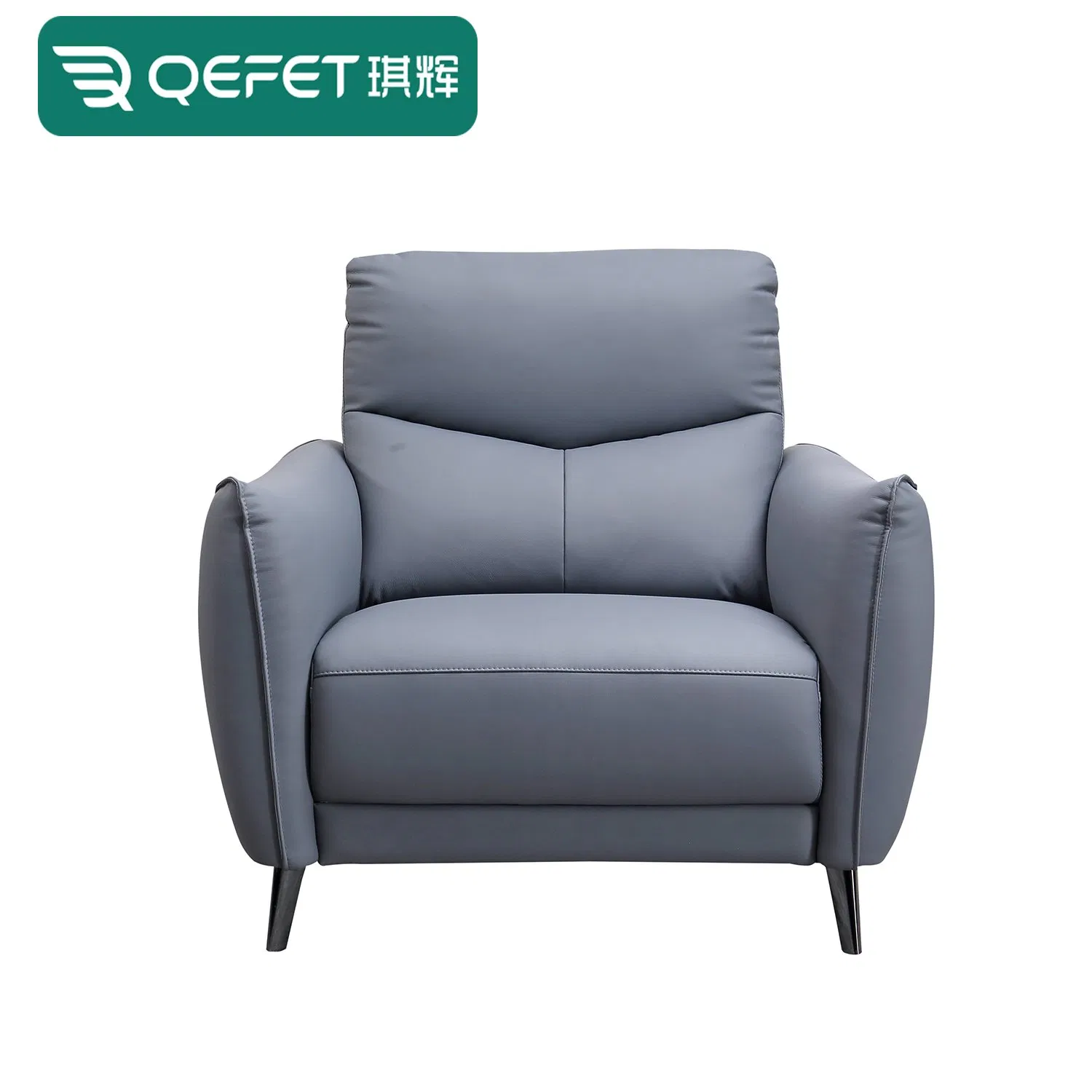 Elegante Poltrona de Couro Azul para Estilo de Sala de Estar Contemporânea