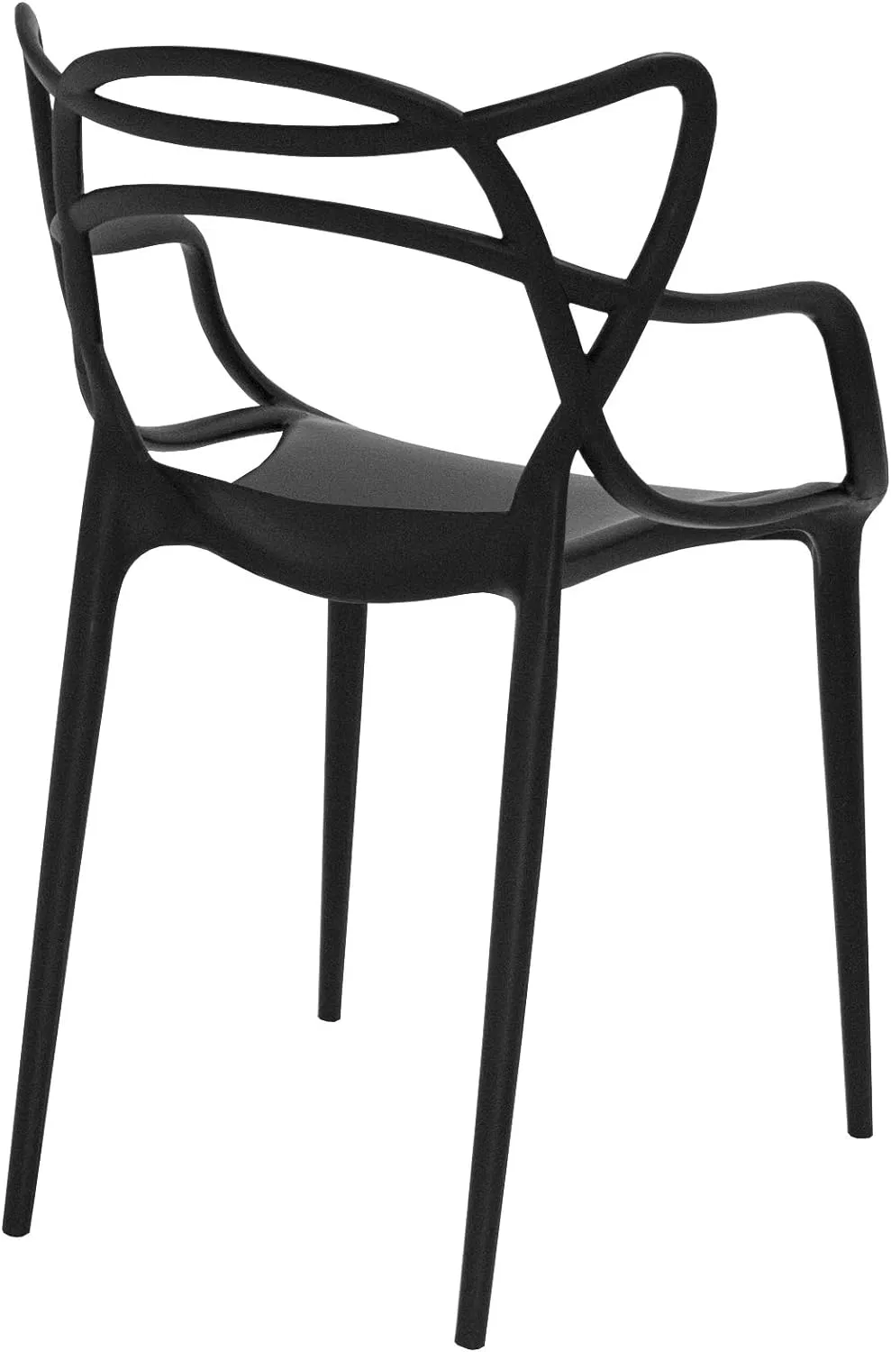 Móvel de Jantar Cadeira de Braço Entrelançada Preta Cadeira de Plástico Moldado Sem Braços para Sala de Jantar (ZG50-031)