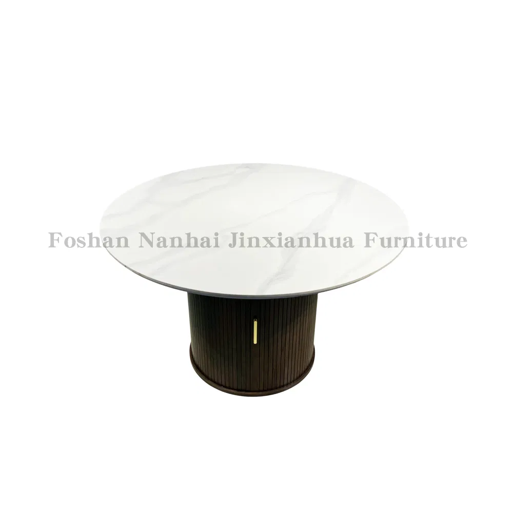 Conjunto de mesas de jantar de móveis modernos de Foshan para casa, mesa de jantar redonda de cerâmica de luxo