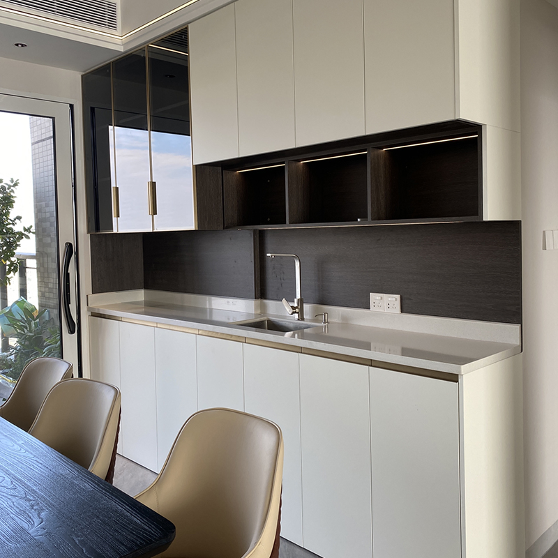 Móveis de Sala de Jantar em Estilo Francês, Carcaça de Madeira de Carvalho, Topo de Mármore, Buffet Modular Vintage com Unidade de Fogo
