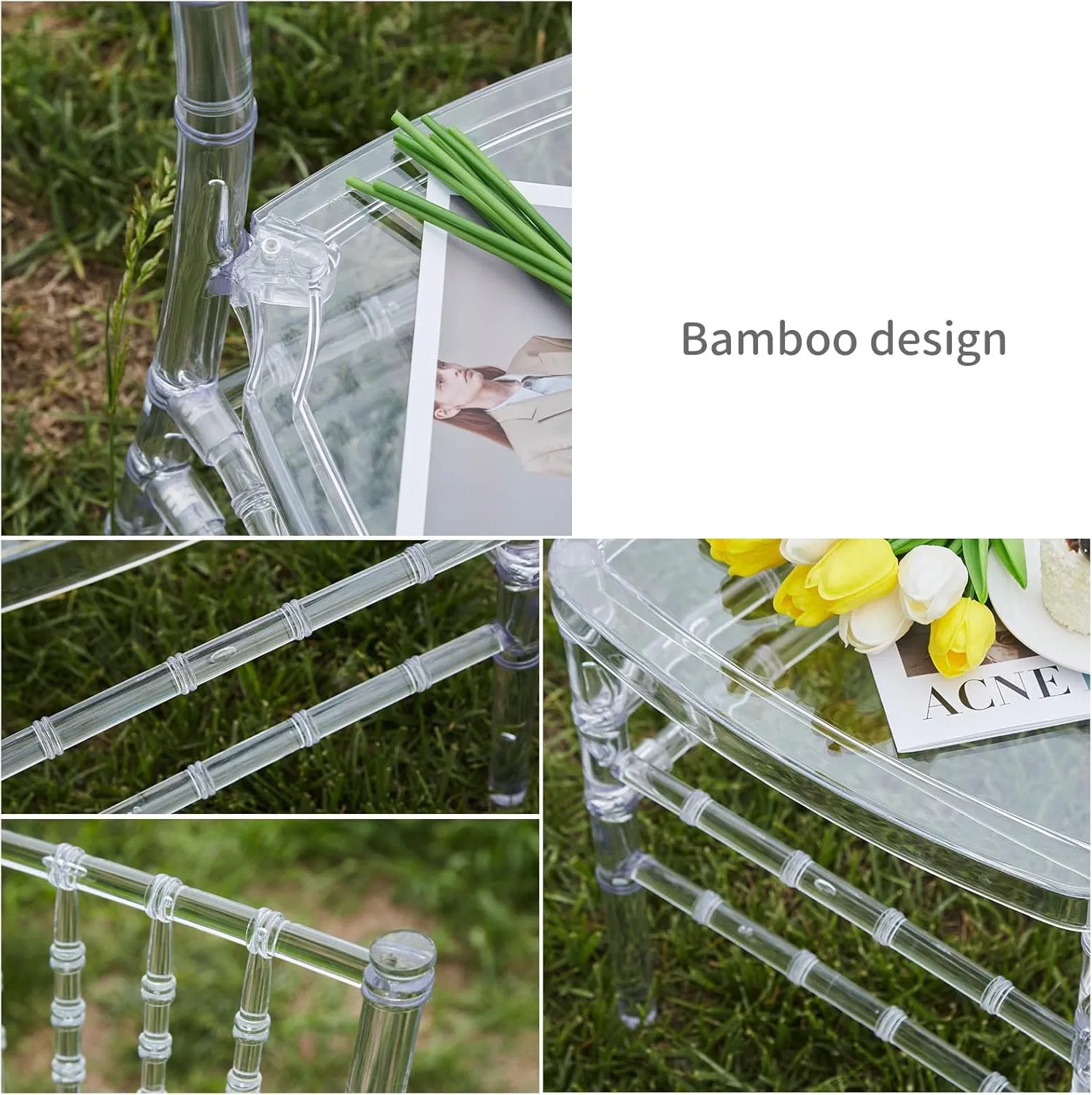 Cadeira Chiavari de Acrílico Transparente, Cadeira de Plástico Clara, Sem Braços, para Jantar em Eventos e Festas